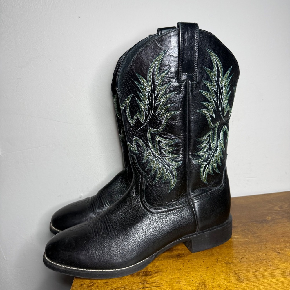 Ariat Heritage Stockman Western Boots Mens Size 10.5D Black Green 10009594